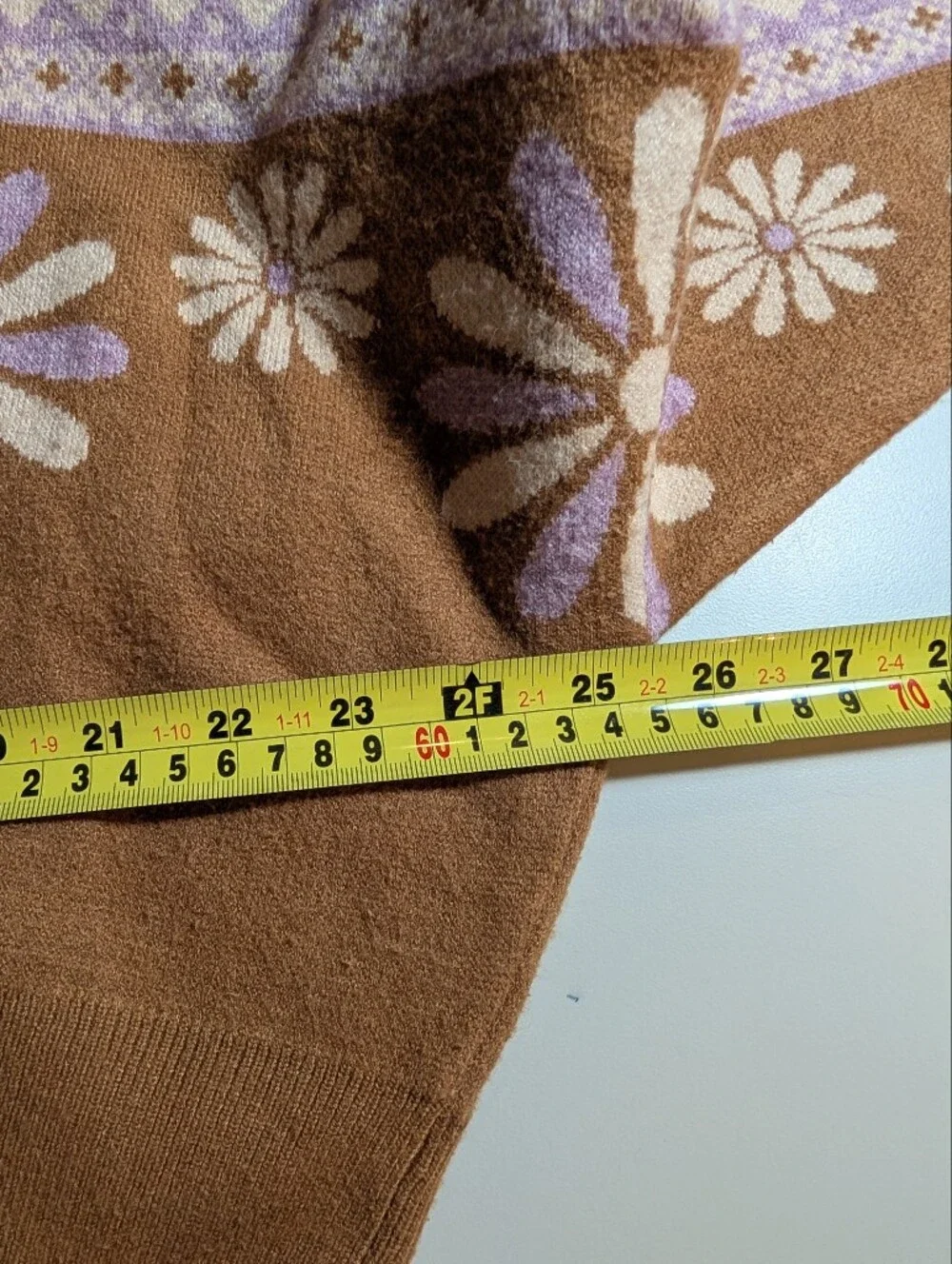 Altar'd State Brown Floral V-Neck Cropped Sweater - Brown & Lilac Woman's Medium - Picture 5 of 6